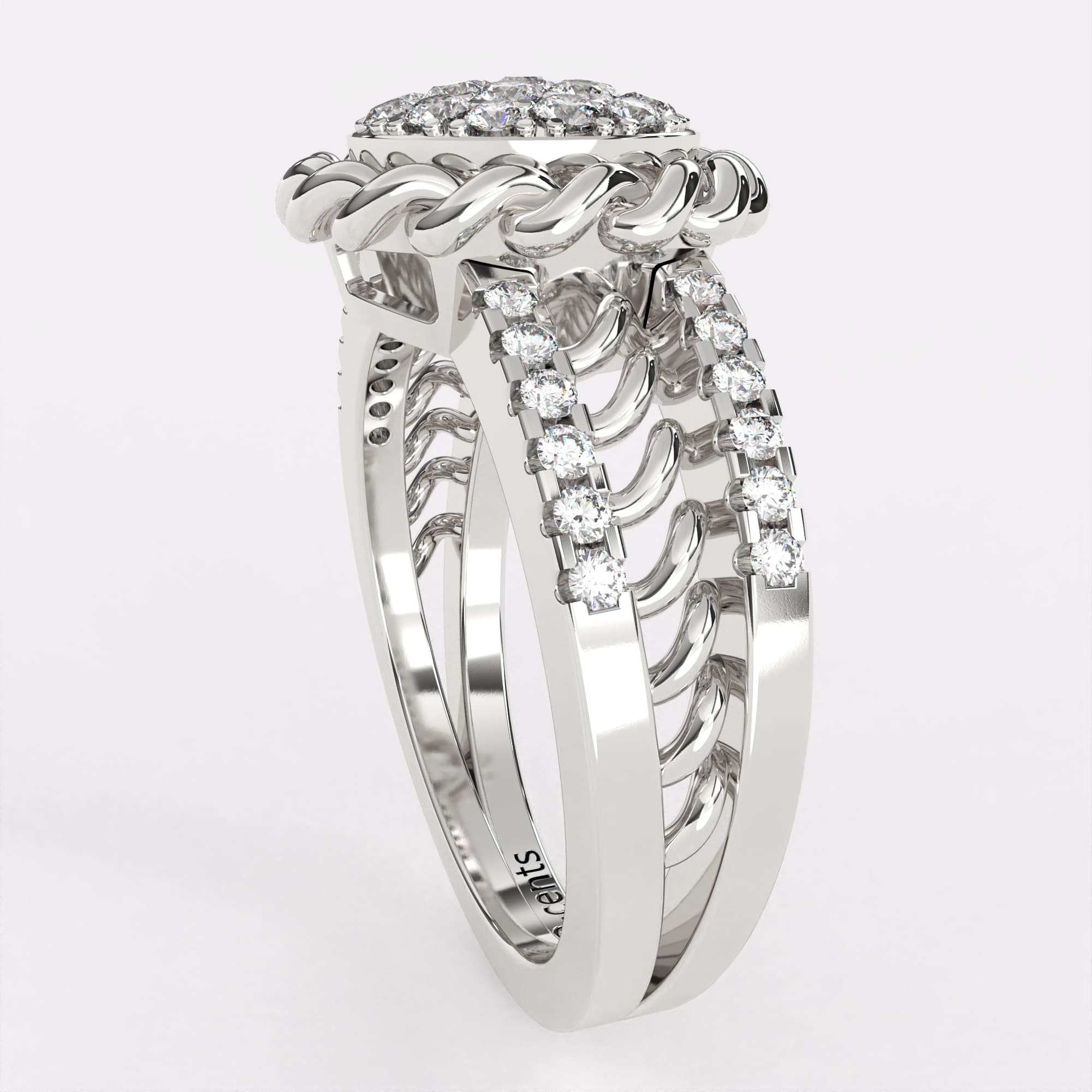 Floral Filigree Diamond Ring in 925 Silver