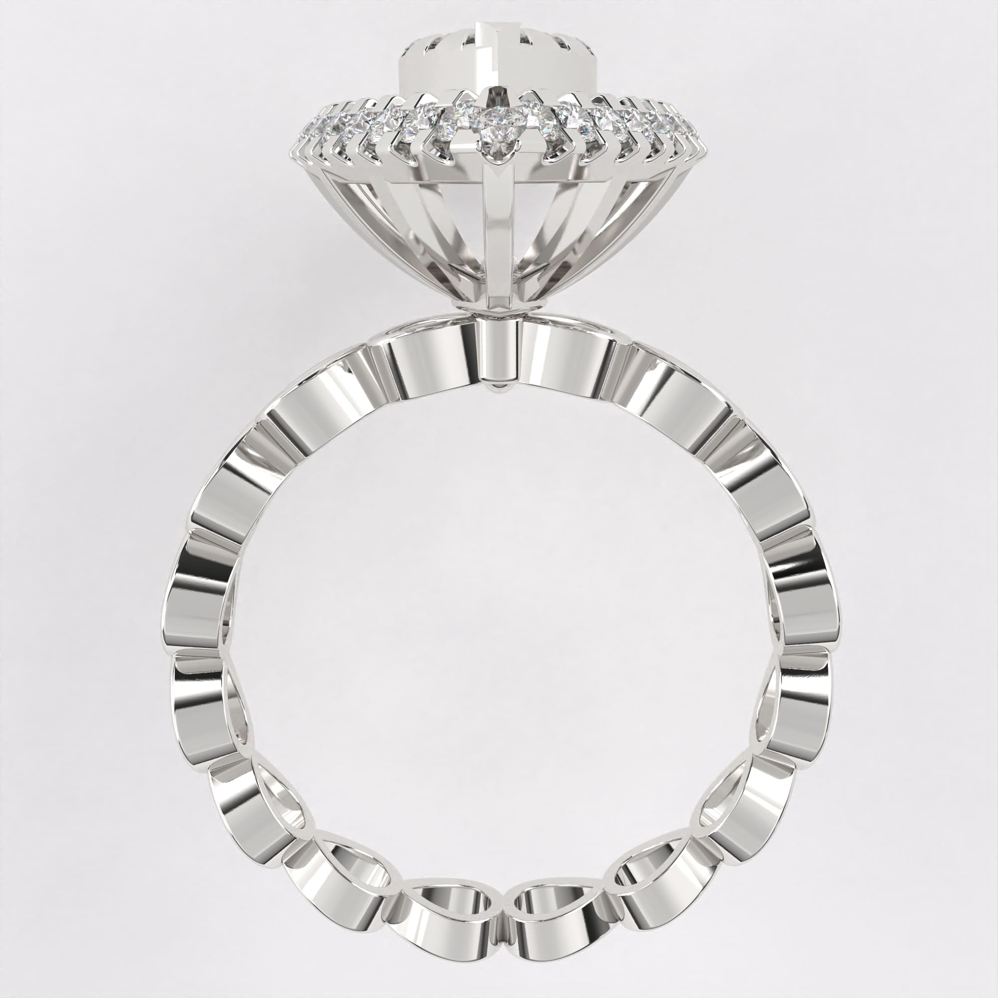 Pear Shape  Gold Diamond Ring in 925 Silver