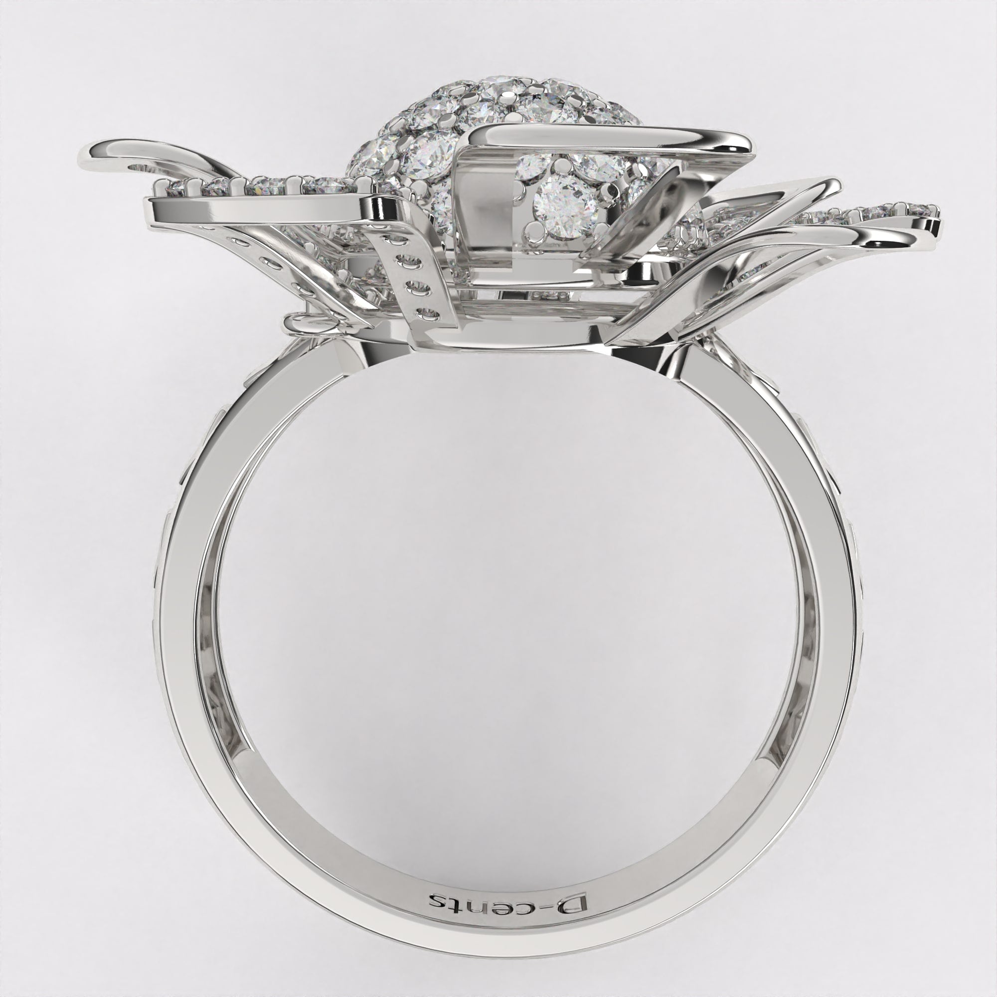 Daisy Reflection Diamond Ring in 925 Silver