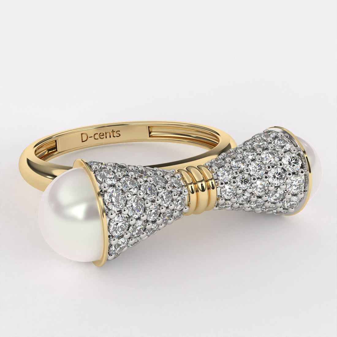 Twin pearl diamond ring