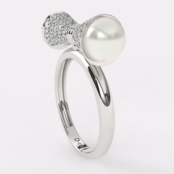 Twin pearl diamond ring