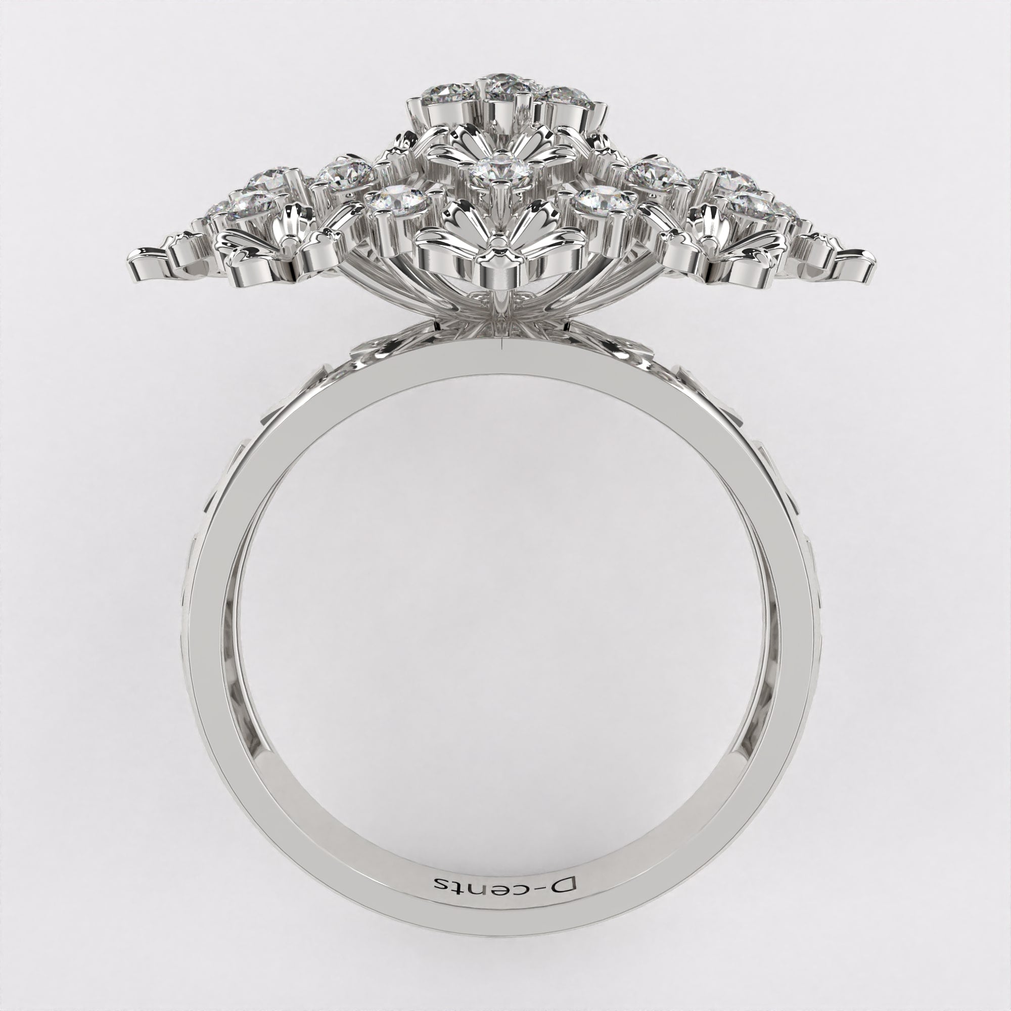 Gold Alloy Beads Diamond Ring in 925 Silver