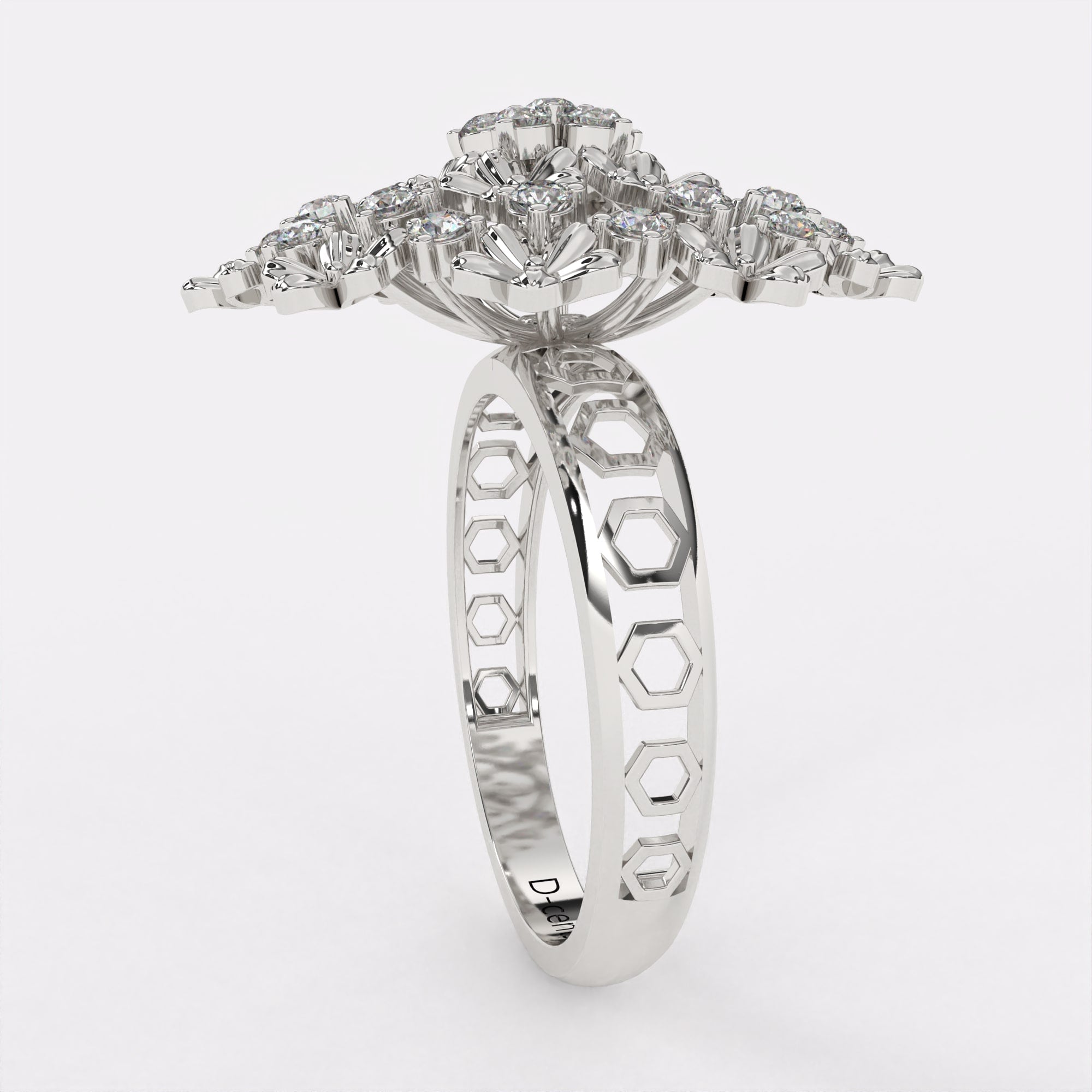 Gold Alloy Beads Diamond Ring in 925 Silver