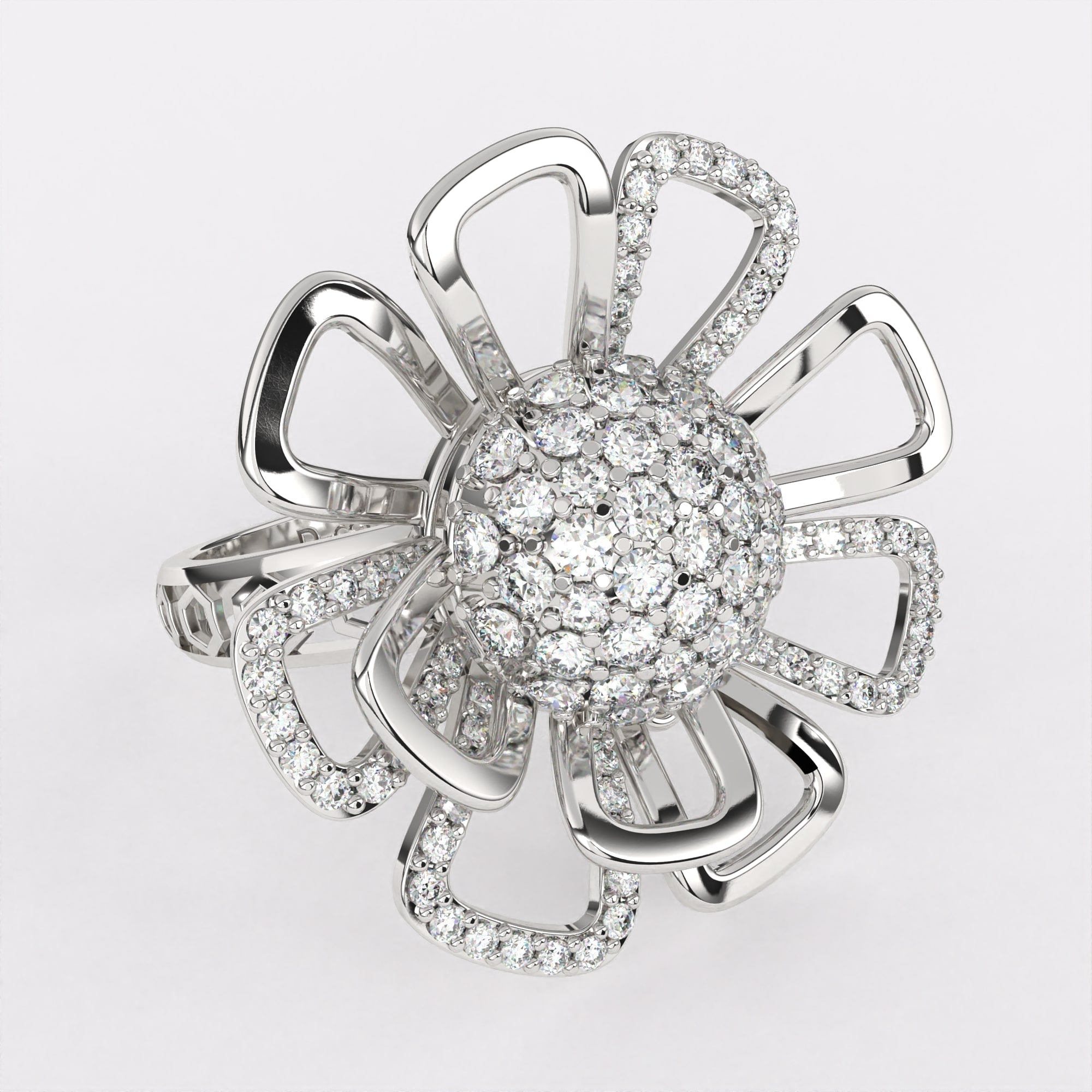 Daisy Reflection Diamond Ring in 925 Silver