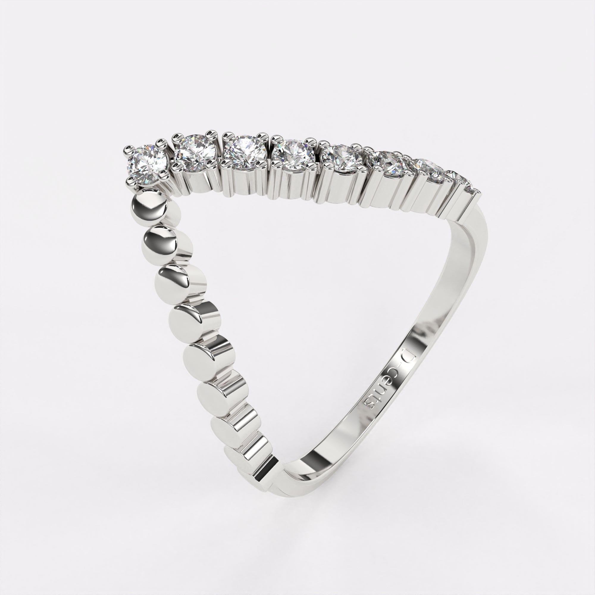 V shaped diamond ring in 925 Silver