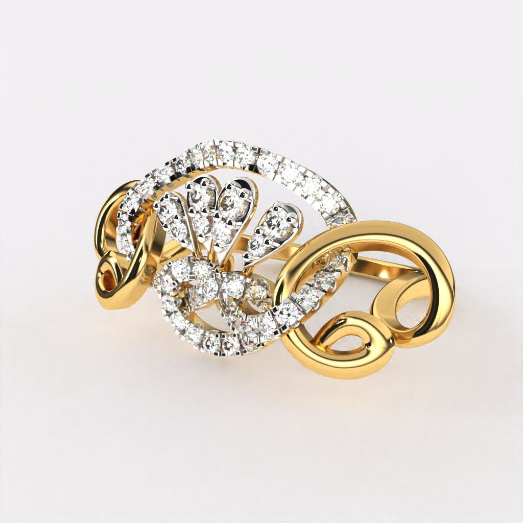 Floral Crossover Diamond Ring