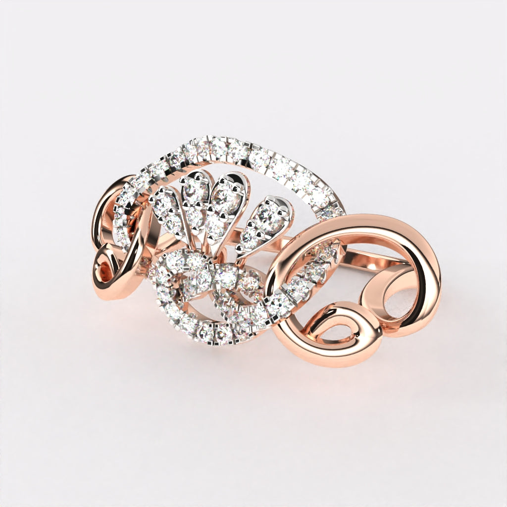 Floral Crossover Diamond Ring