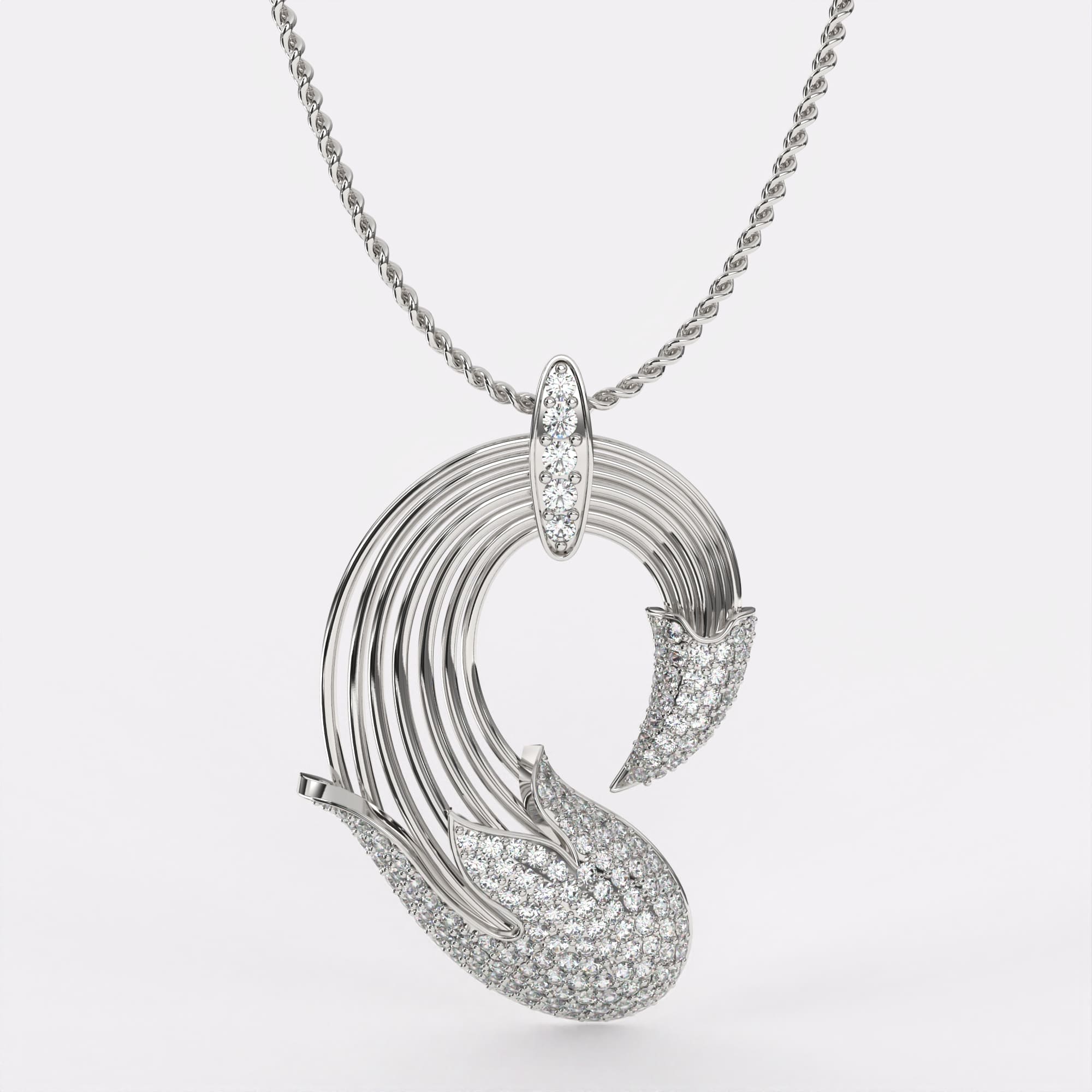 Stripes  Diamond pendant In 925 Silver
