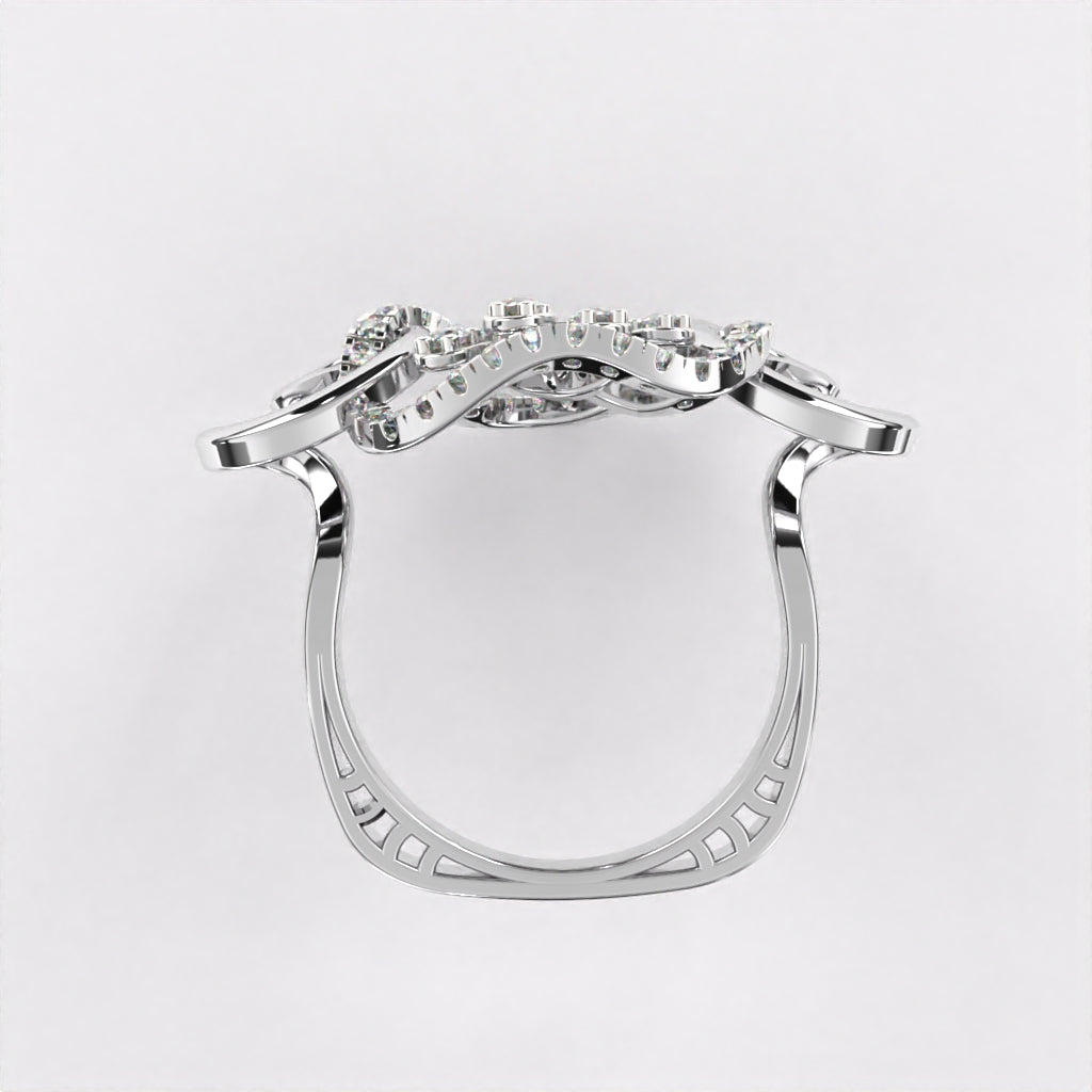 Floral Crossover Diamond Ring