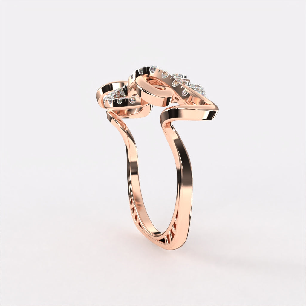 Floral Crossover Diamond Ring