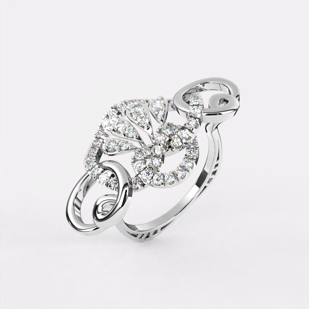 Floral Crossover Diamond Ring