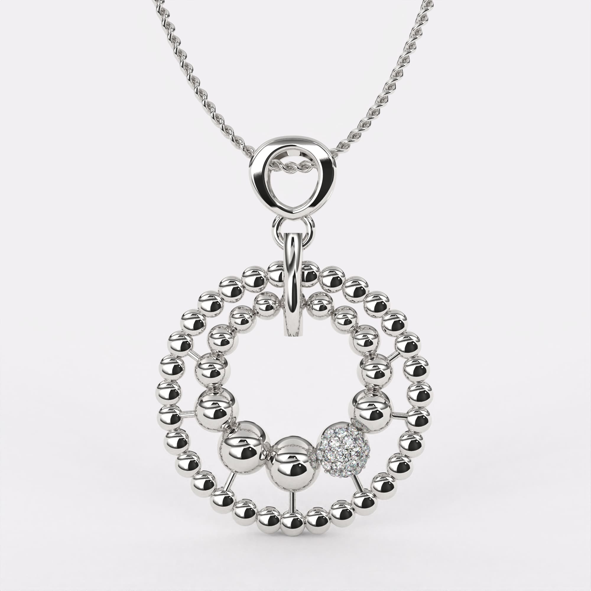 Timeless Arc Diamond Pendant In 925 Silver