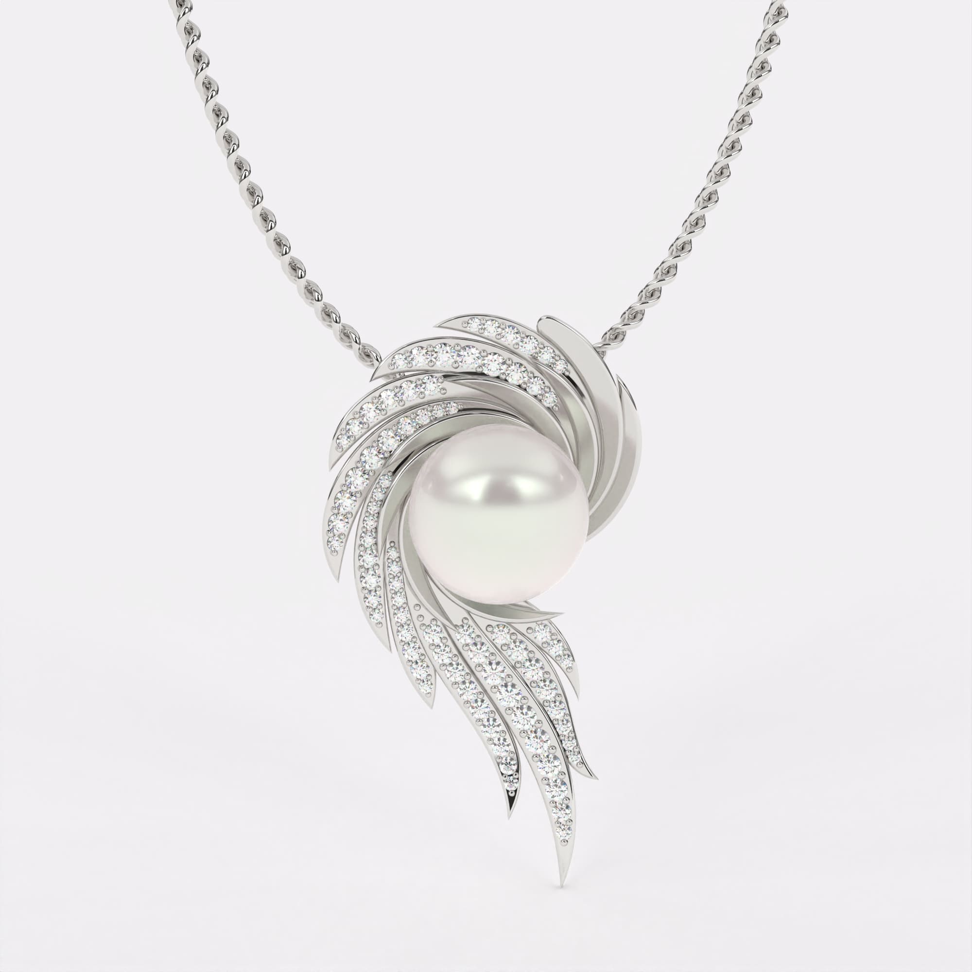 Celestial Pearl Diamond Pendant In 925 Silver