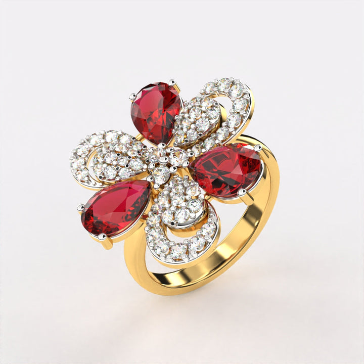 Red Petal Diamond Ring