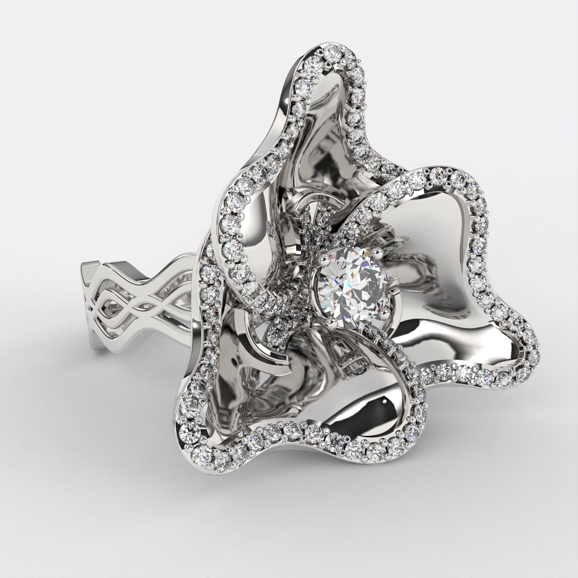 Diamond Petals Ring in 925 Silver