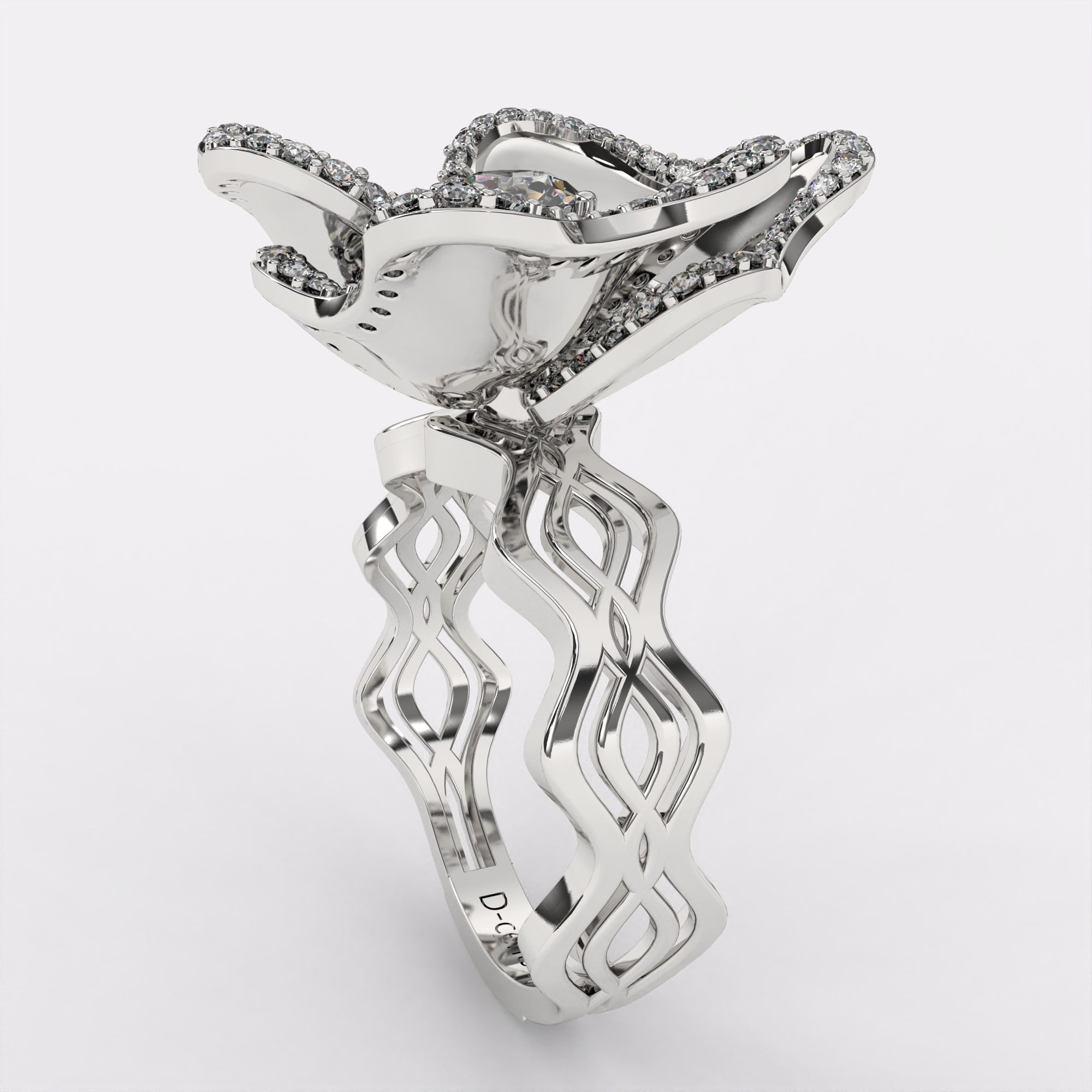 Diamond Petals Ring in 925 Silver