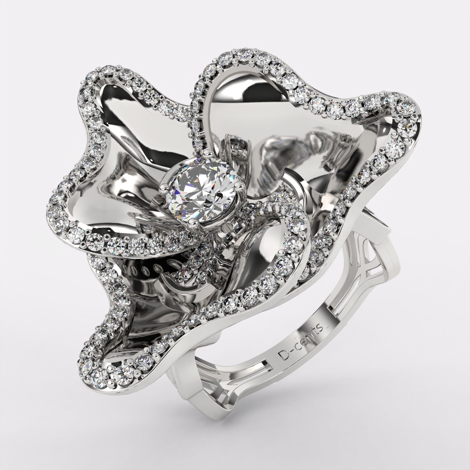 Diamond Petals Ring in 925 Silver