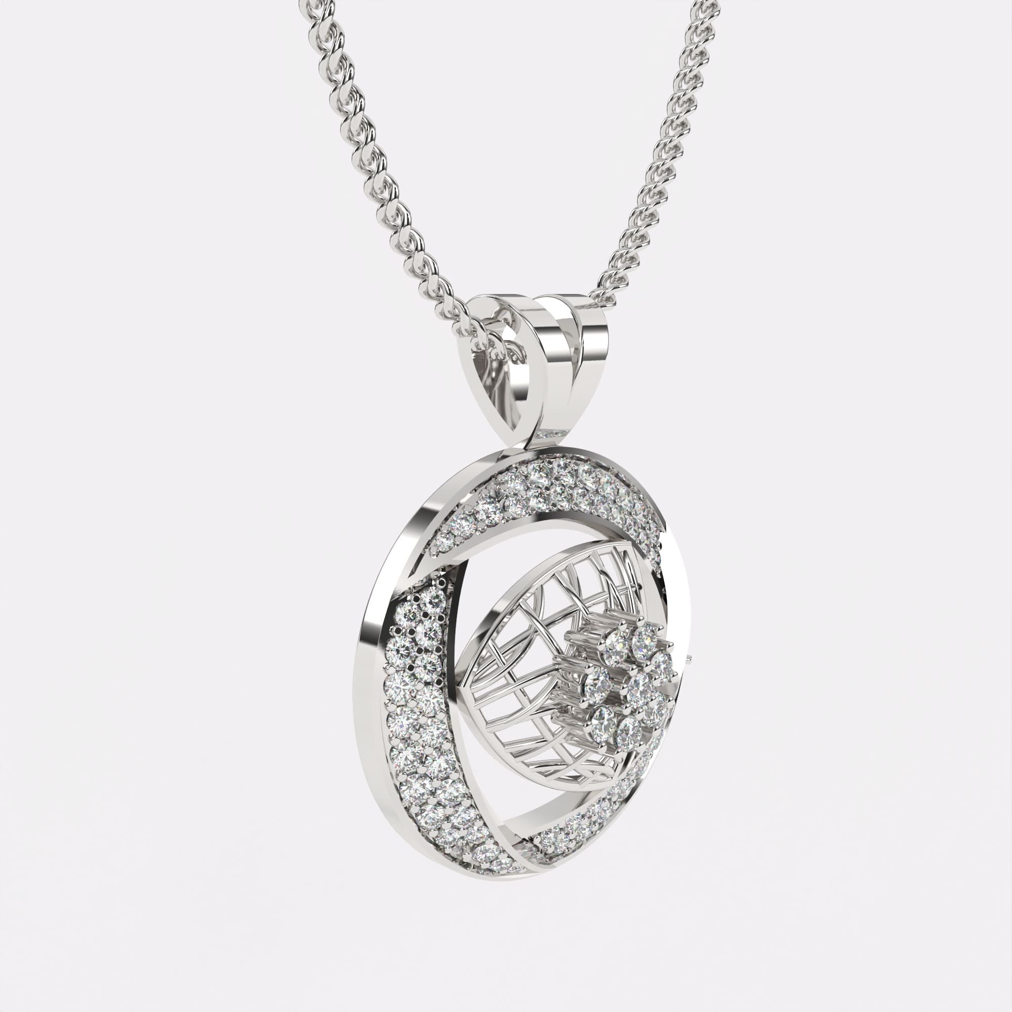 Stellar Glow Diamond Pendant In 925 Silver