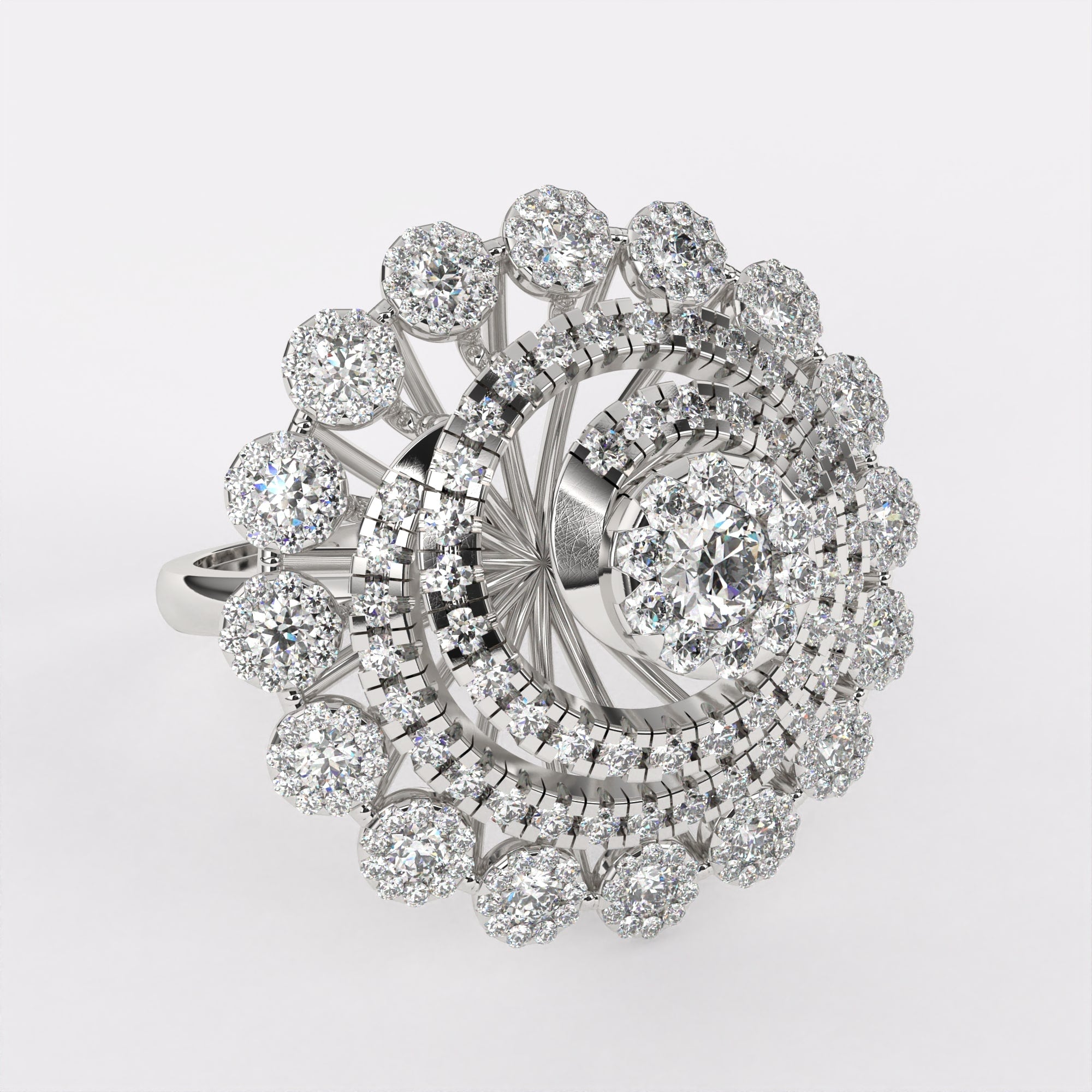 Layered Diamond Ring in 925 Silver