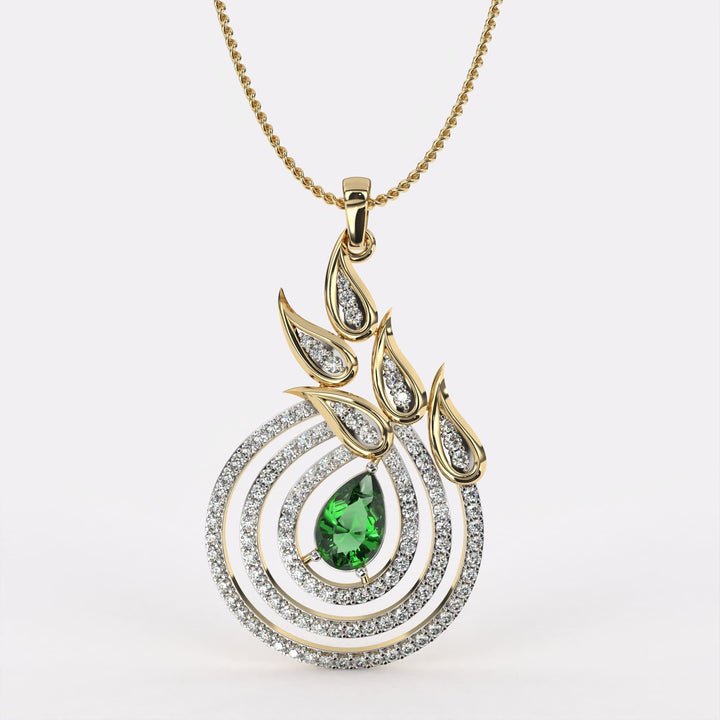 Green Stone Drop diamond Pendant