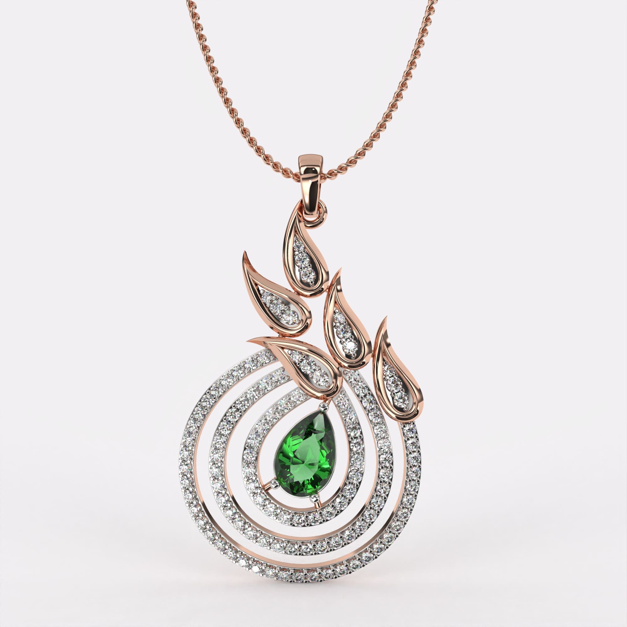 Green Stone Drop diamond Pendant