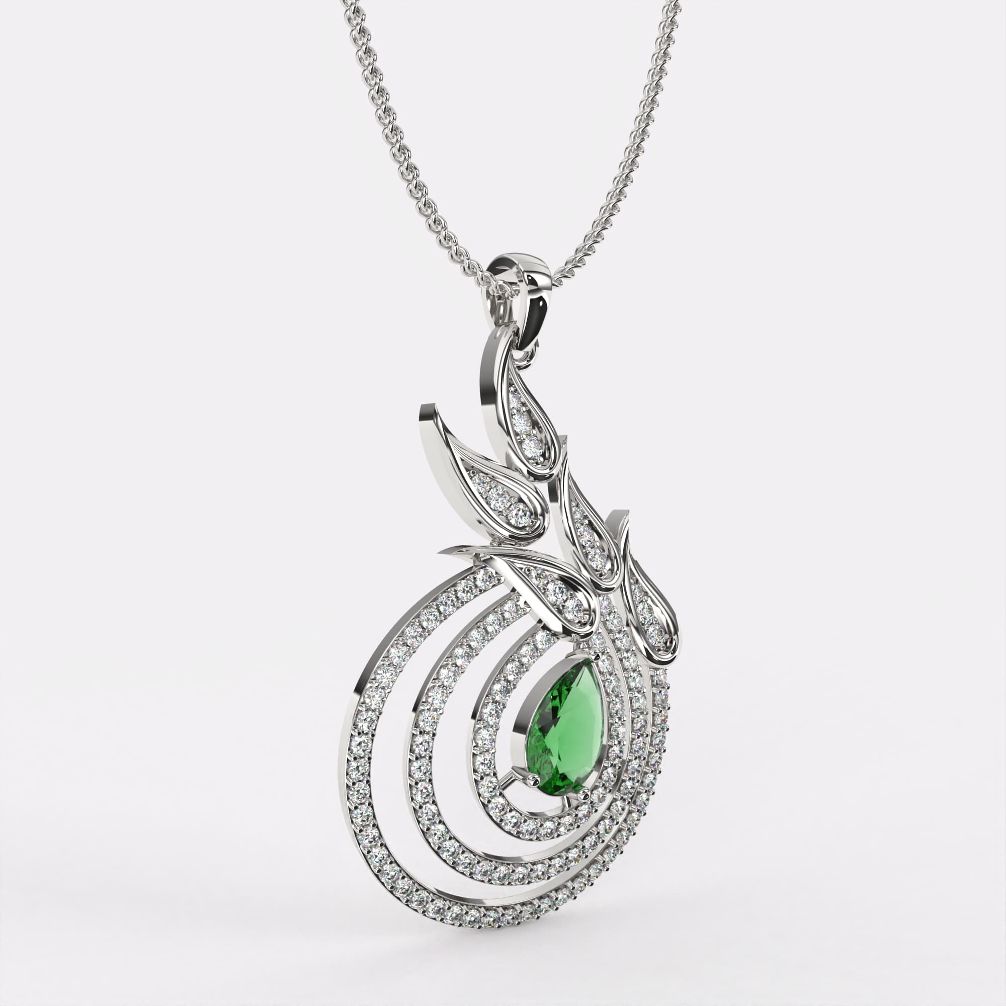 Green Stone Drop diamond Pendant