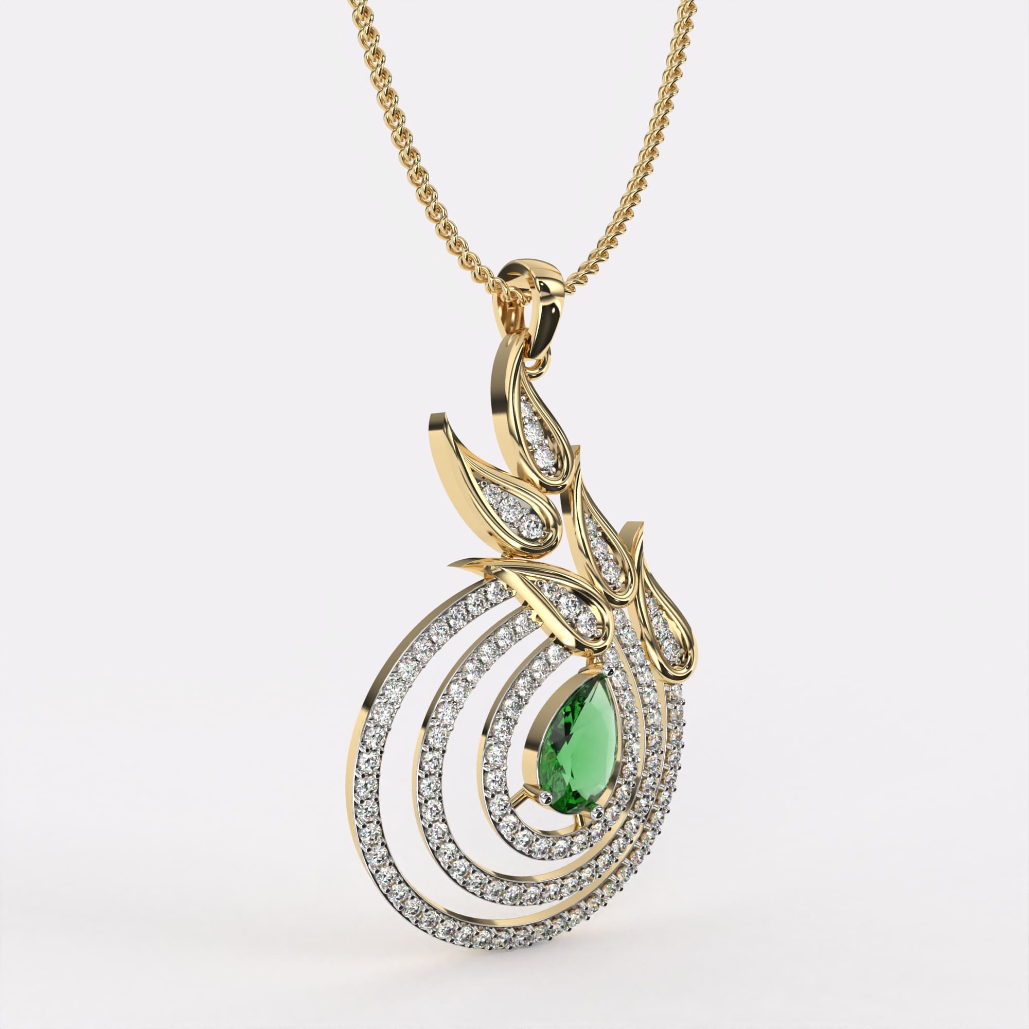 Green Stone Drop diamond Pendant