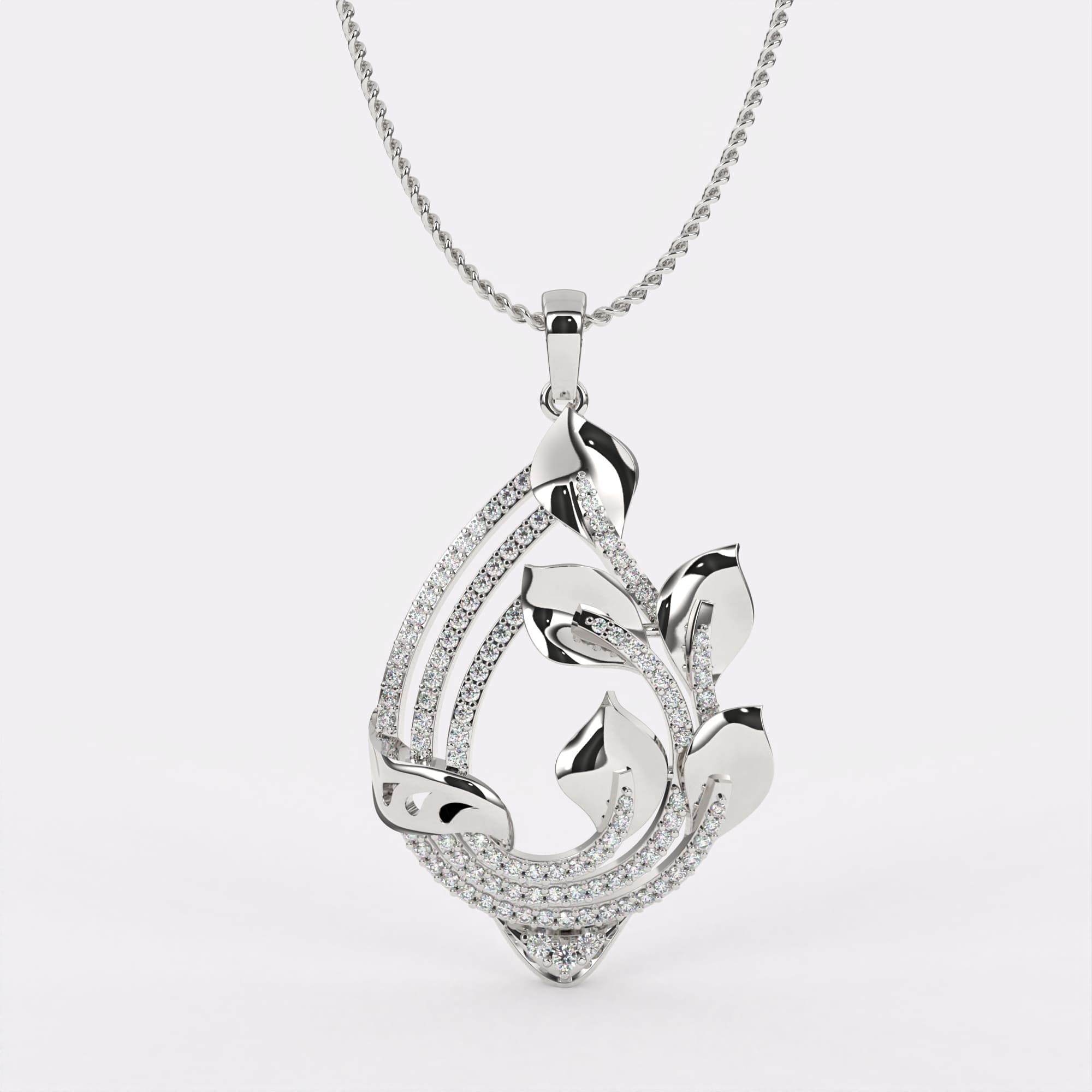 Graceful Gleam Diamond Pendant In 925 Silver