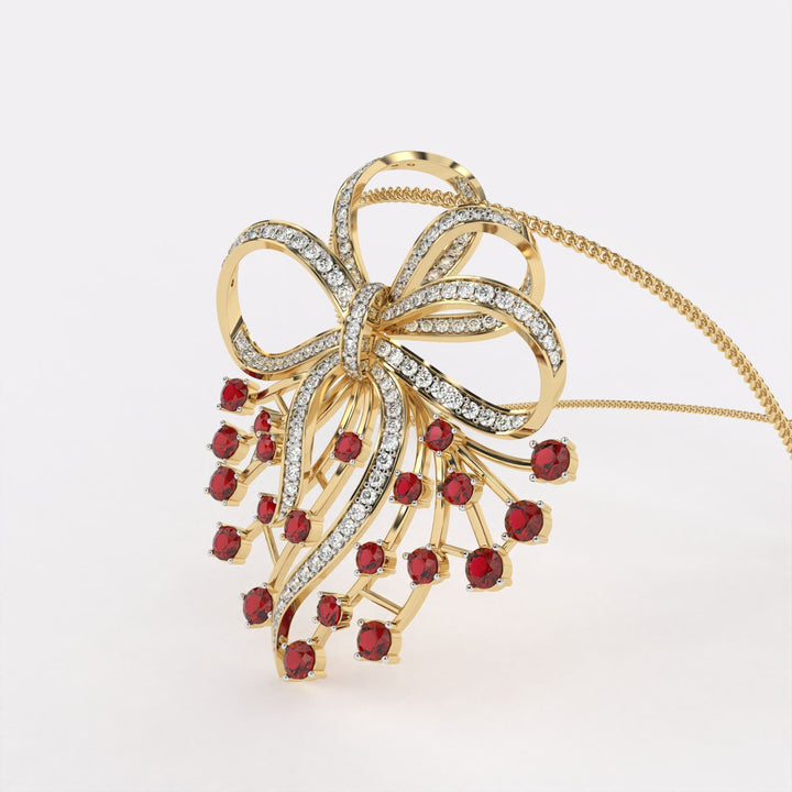 Red Petal Diamond Pendant