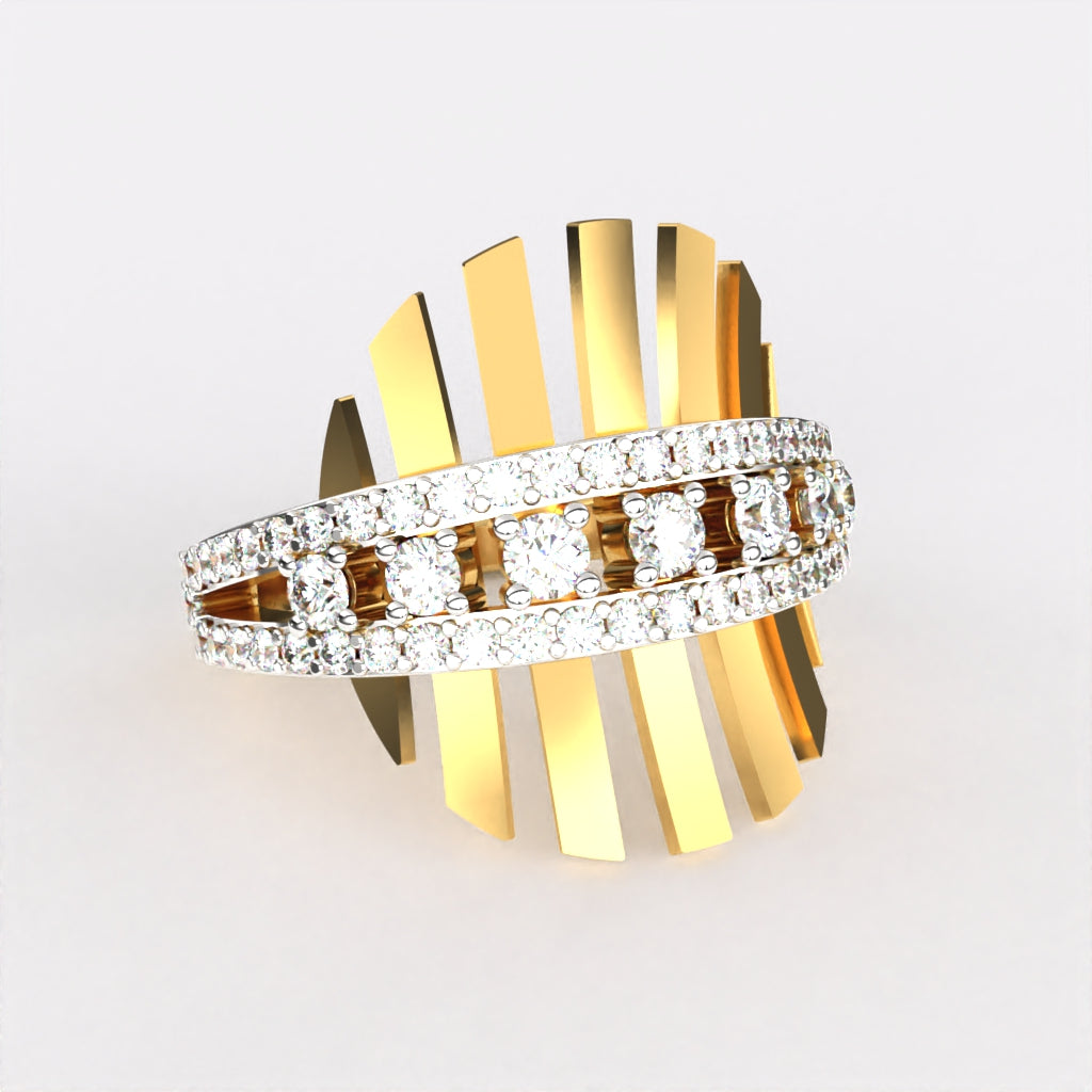 Geometric Multi Lines Diamond Ring