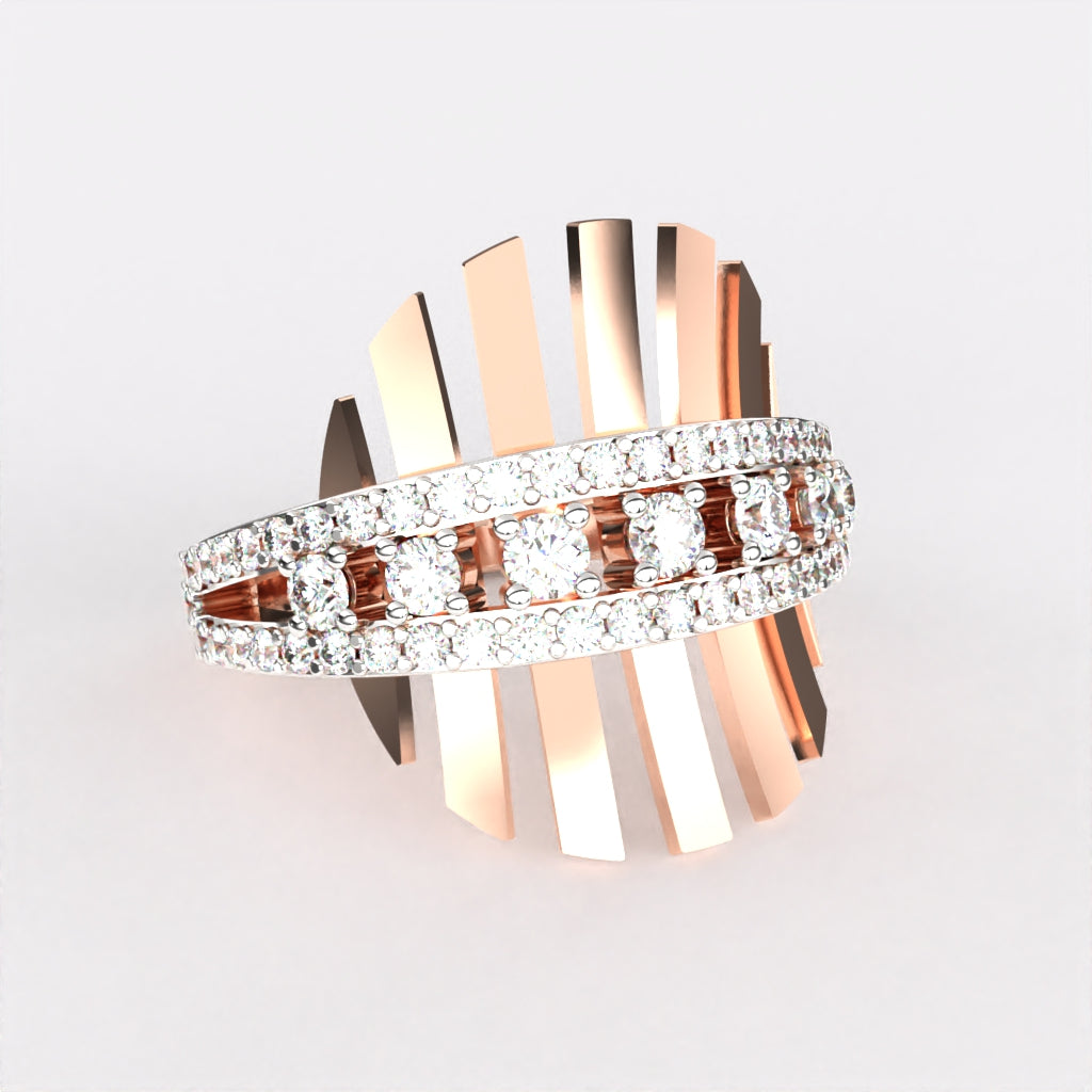 Geometric Multi Lines Diamond Ring