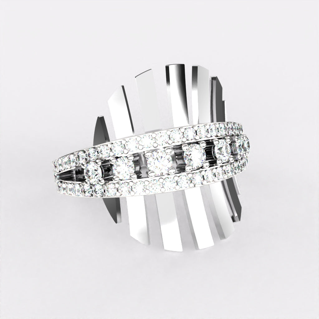 Geometric Multi Lines Diamond Ring