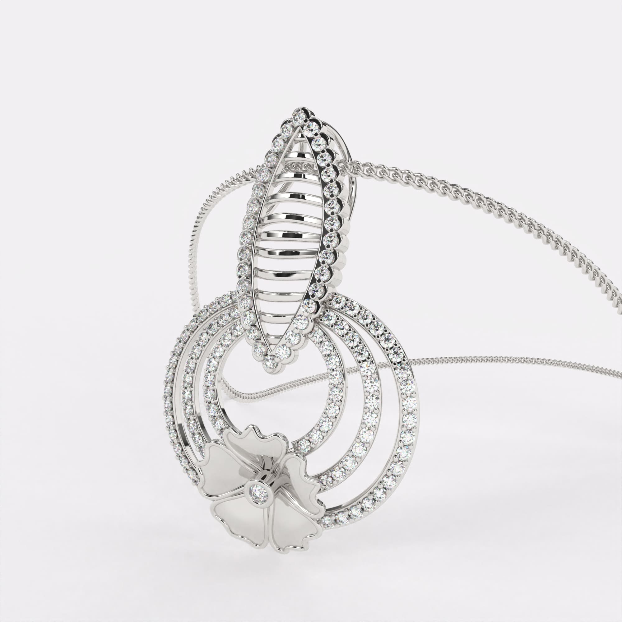 Petal Radiance Diamond Pendant In 925 Silver