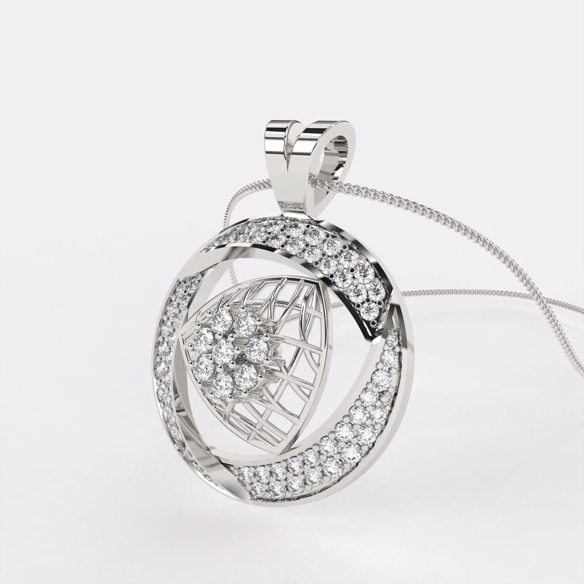 Stellar Glow Diamond Pendant In 925 Silver