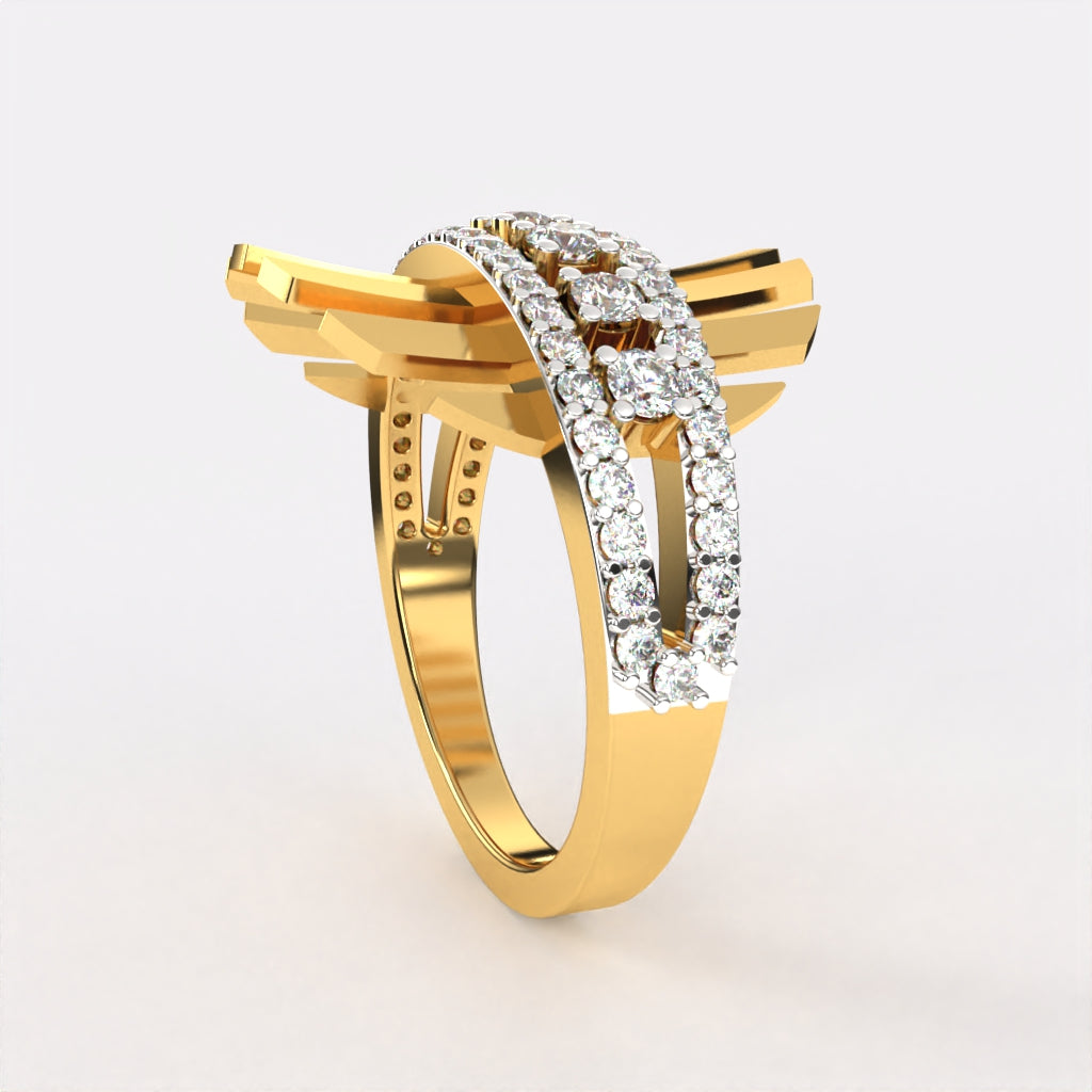 Geometric Multi Lines Diamond Ring