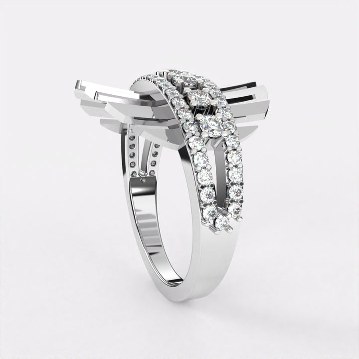 Geometric Multi Lines Diamond Ring