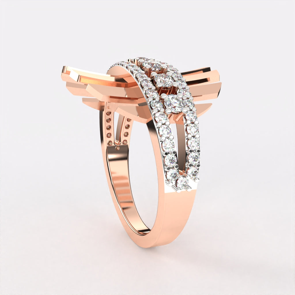 Geometric Multi Lines Diamond Ring