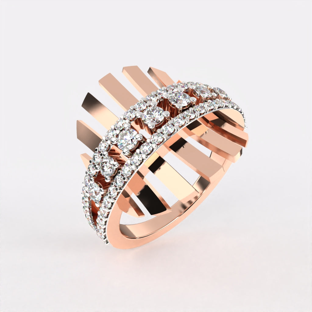 Geometric Multi Lines Diamond Ring