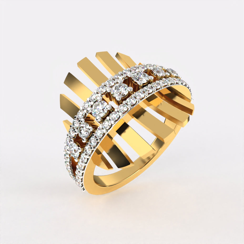 Geometric Multi Lines Diamond Ring