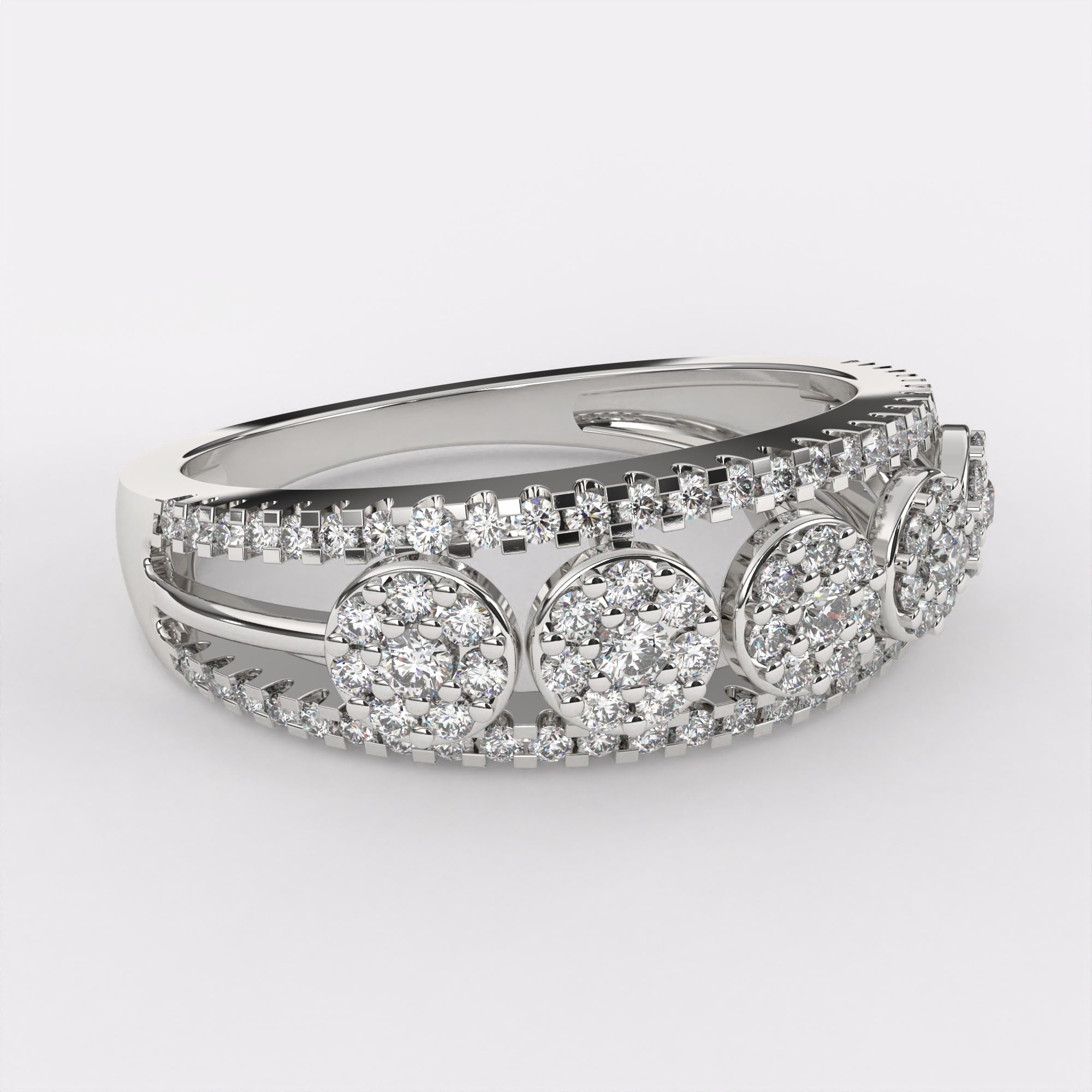 Opulent Orchid Diamond Ring in 925 Silver