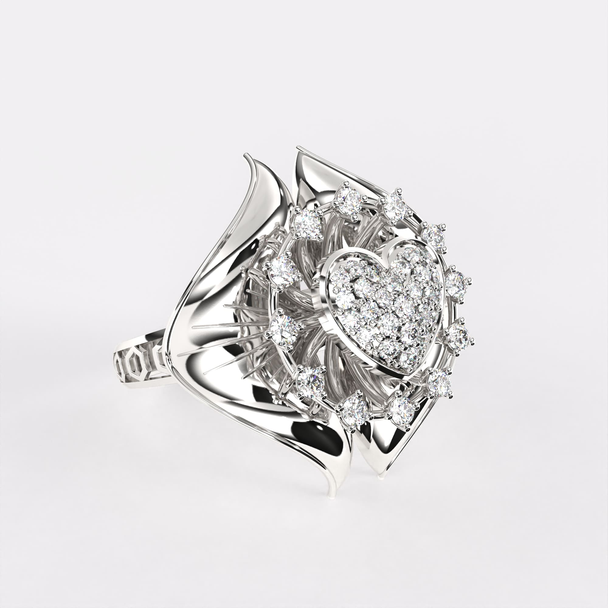 Golden Heart Diamond Ring