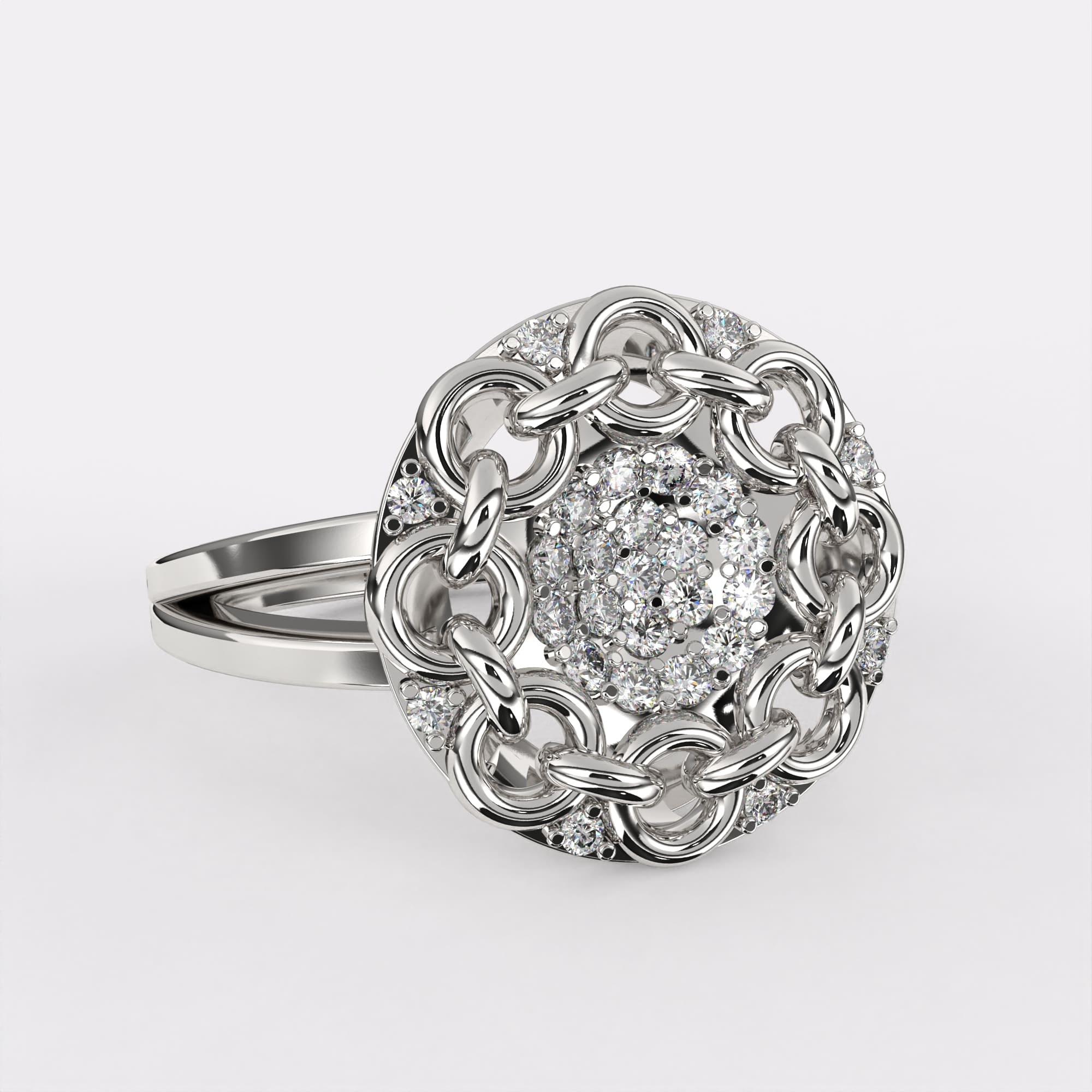 United Circle Diamond Ring In 925 Silver