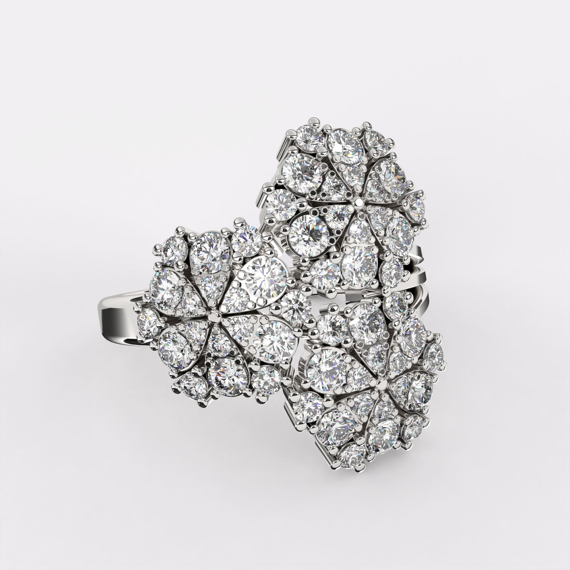 Sparkling Snowflake Diamond Ring In 925 Silver
