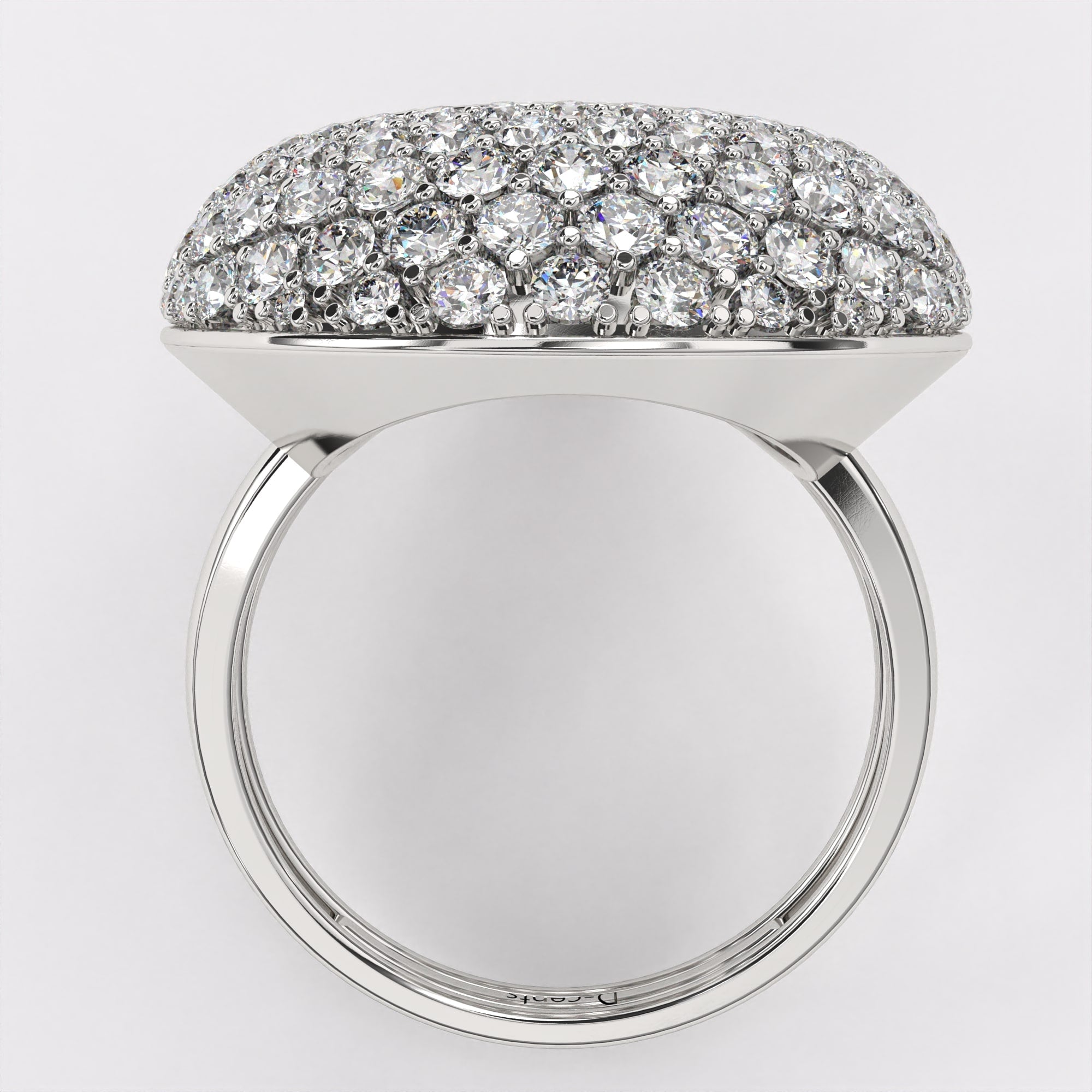 Half Dome Diamond Ring in 925 Silver