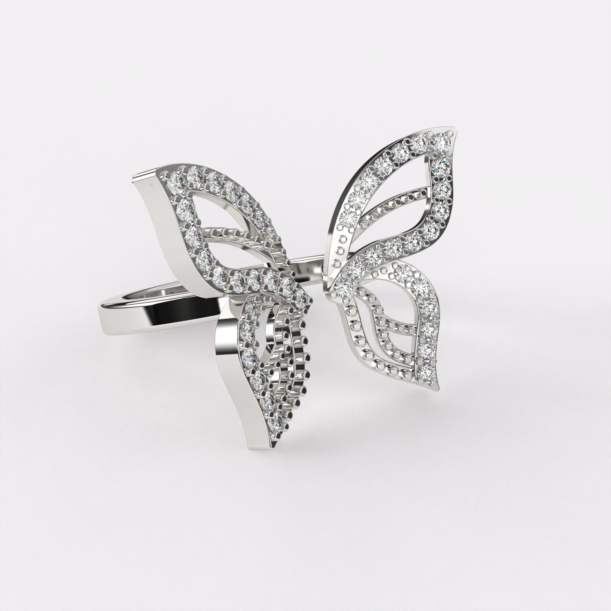 Diamond Butterfly Ring in 925 Silver