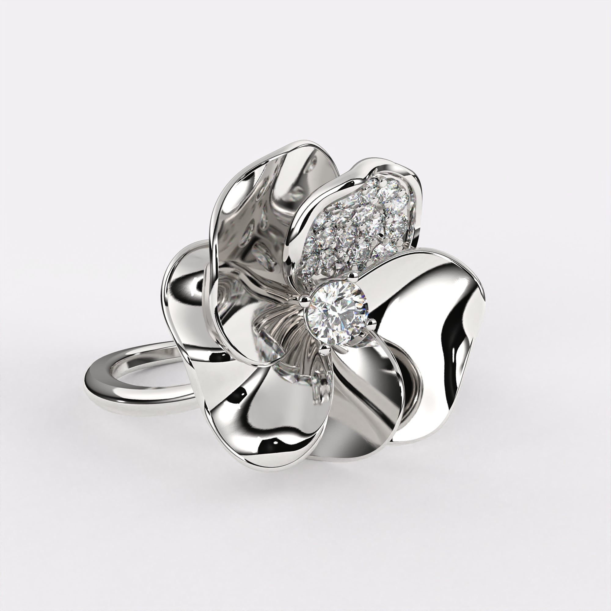 Glory leafy Diamond Ring in 925 Silver
