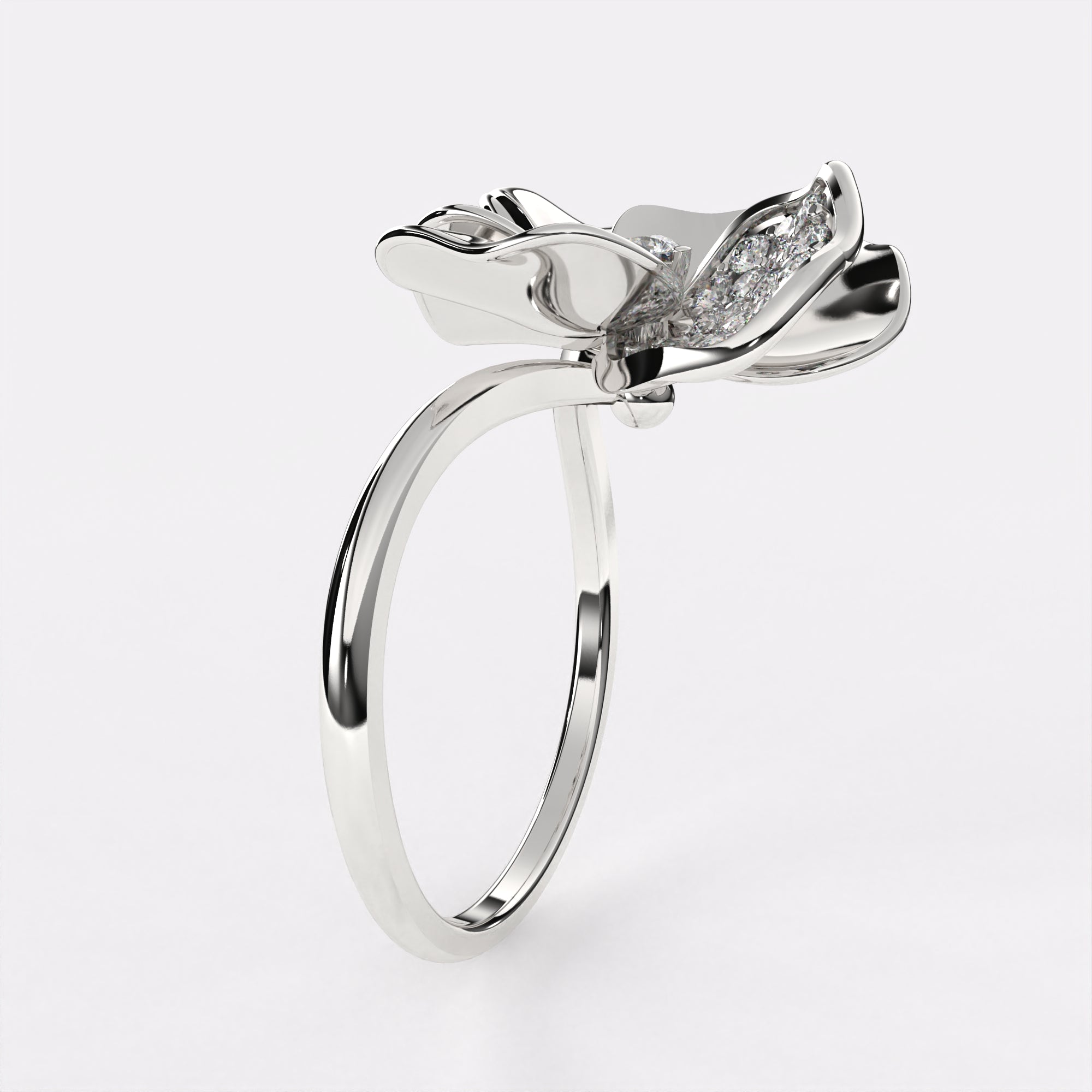 Glory leafy Diamond Ring in 925 Silver