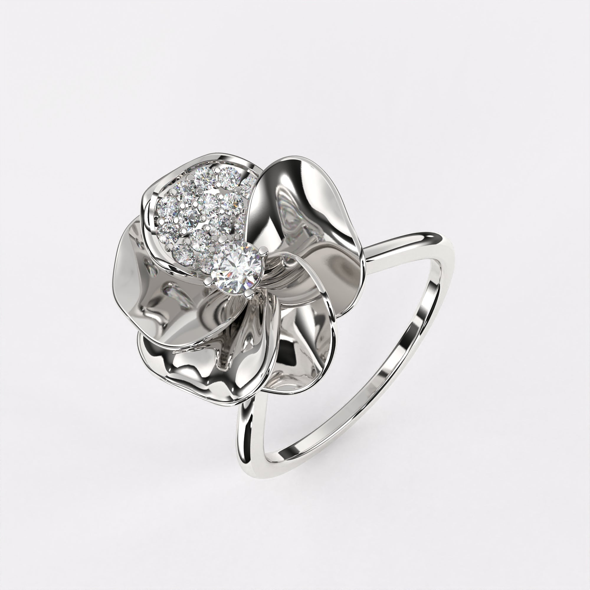 Glory leafy Diamond Ring in 925 Silver