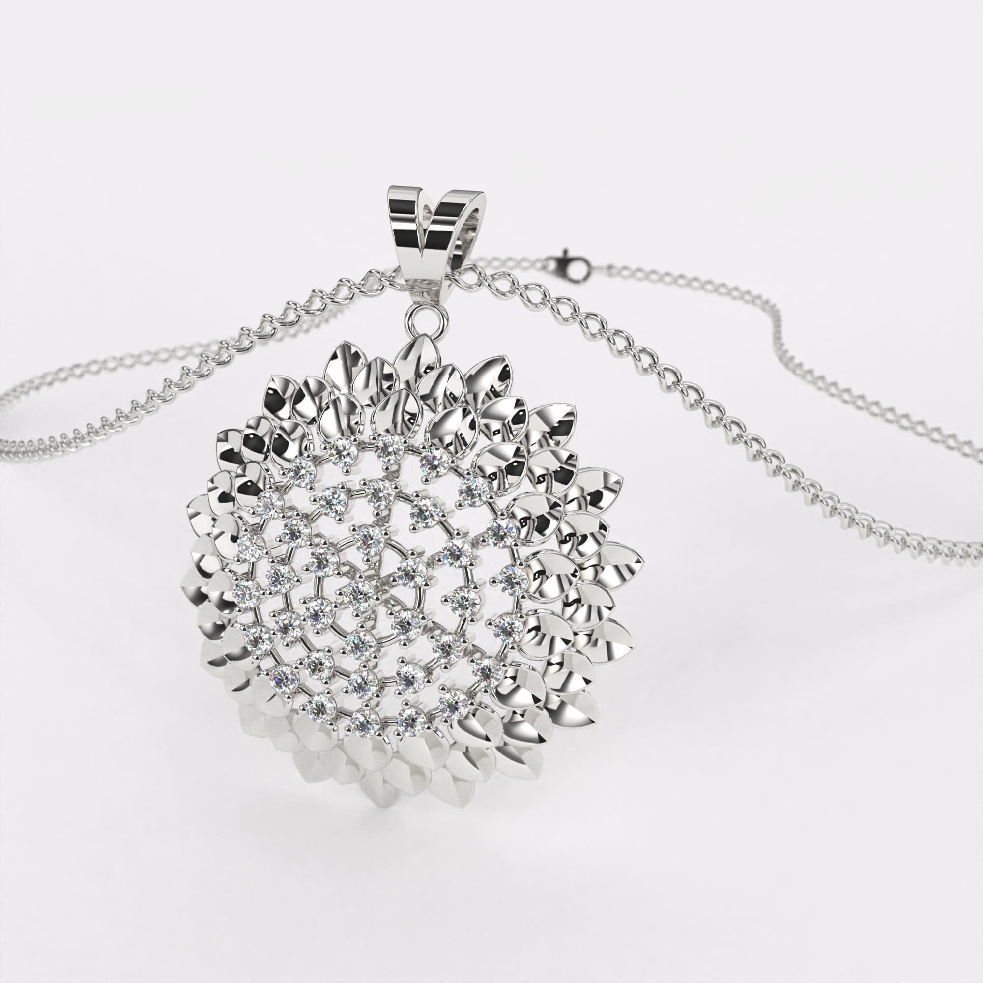 Elegant Flow Diamond Pendant In 925 Silver