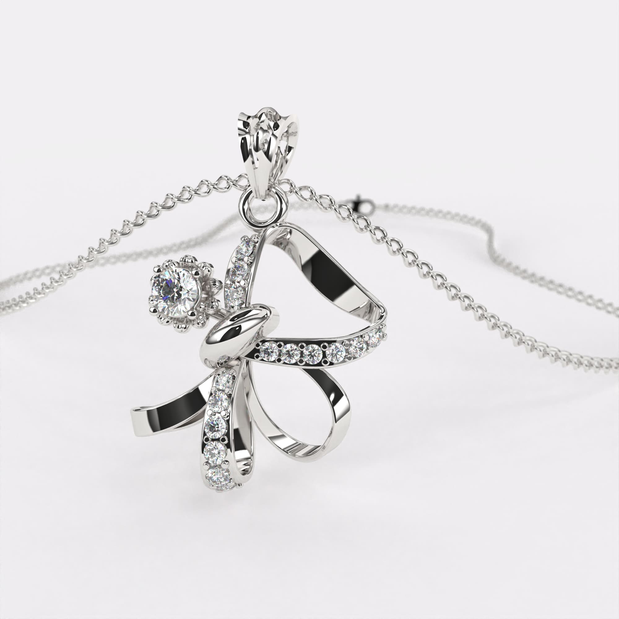 Luxe Solitaire Diamond Pendant In 925 Silver